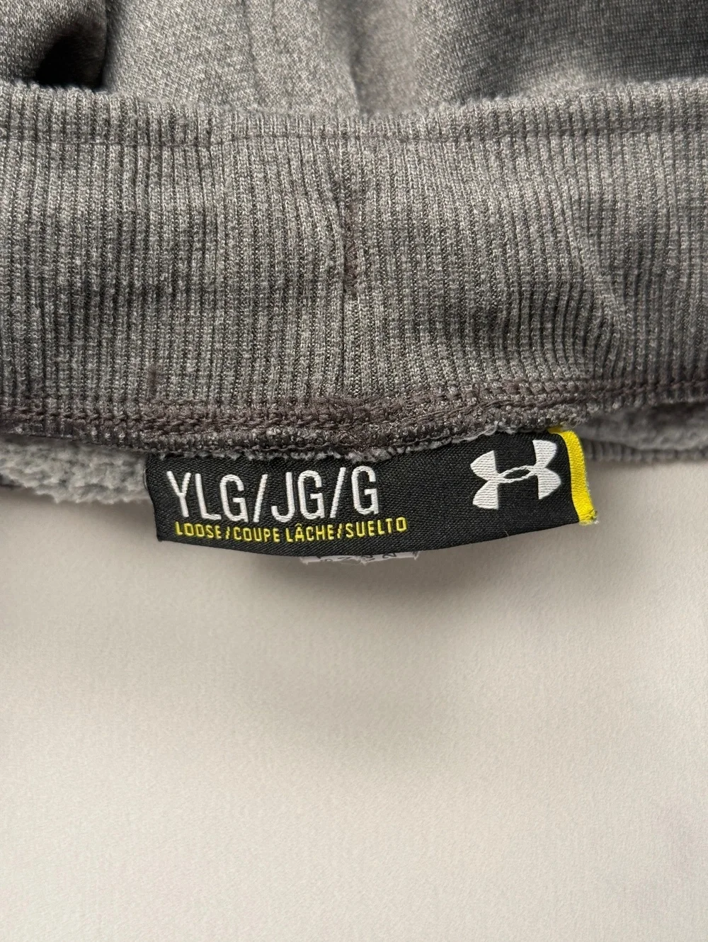 Under Armour Sweatpants Gray Neon Logo Loose Fit - Boys Large